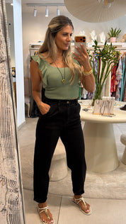 SOFT BLACK BALLOON DENIM JEANS