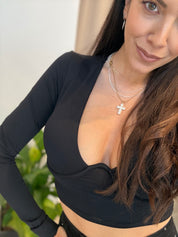 DEEP V SHAPED CROP TOP