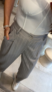 GREY PINSTRIPE PANTS