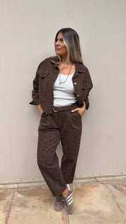 JADE LEOPARD CHOCO JEAN SET