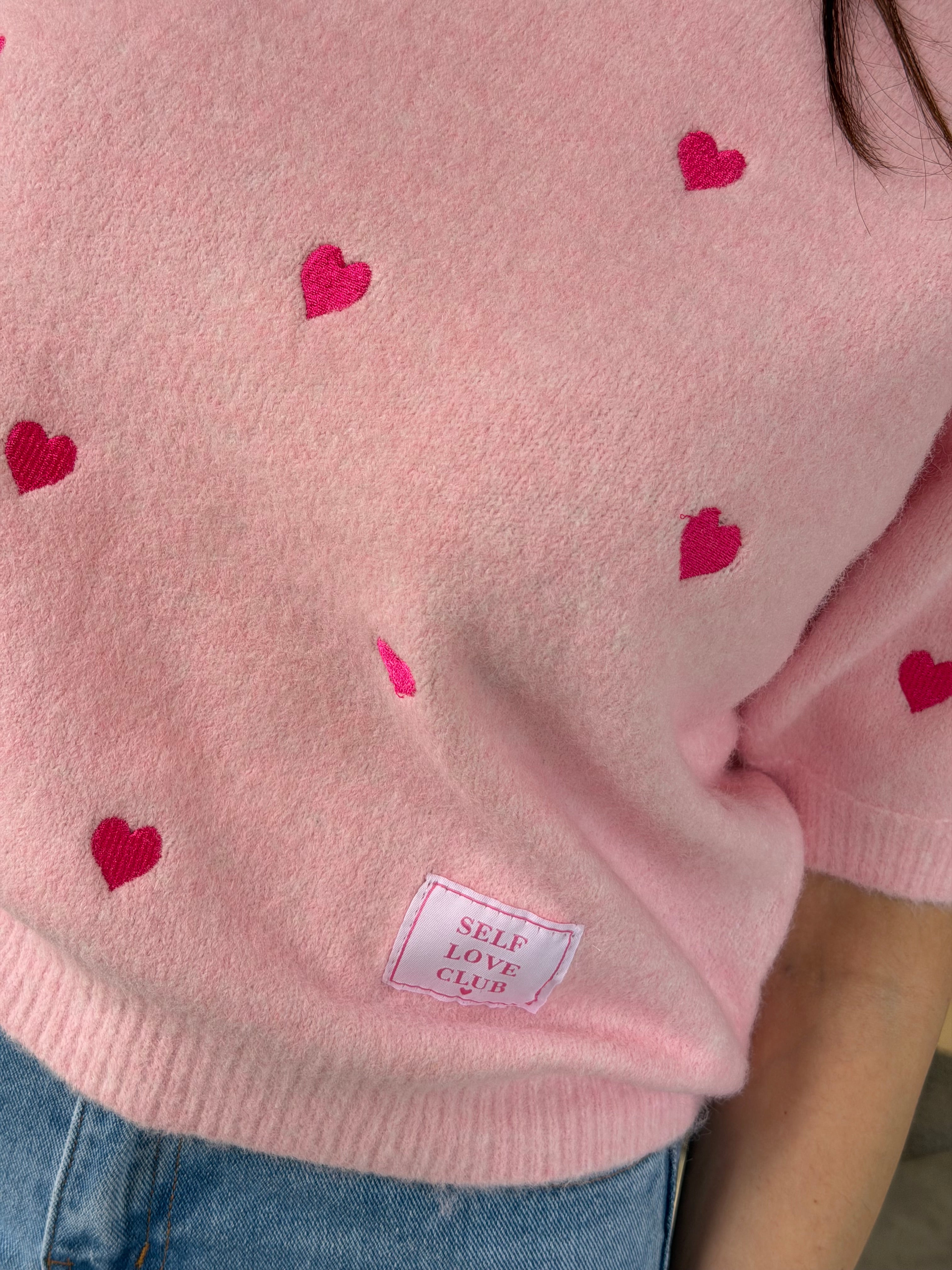 CANDY PINK HEART KNIT TOP