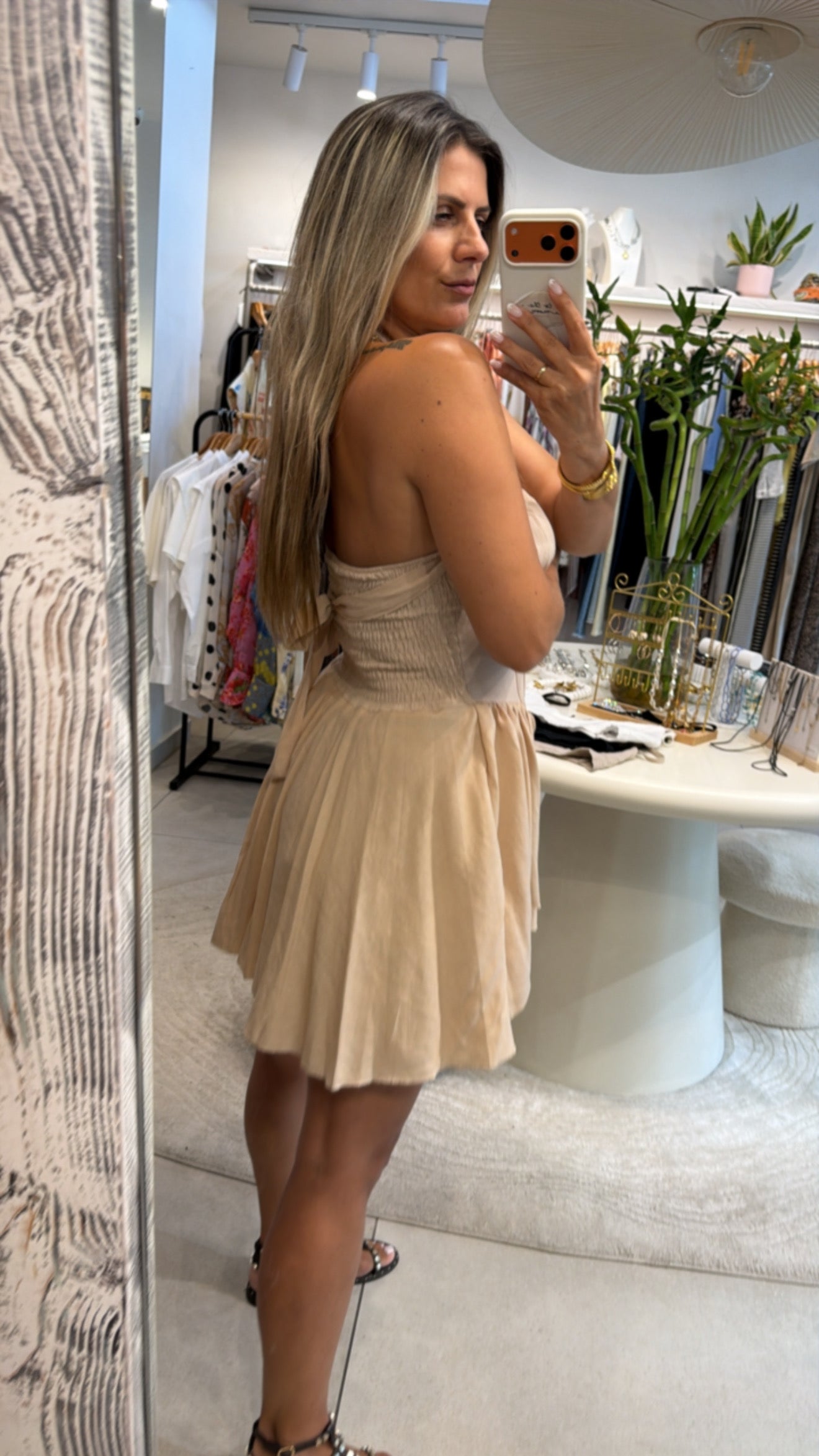 BEIGE CORSET SKORT DRESS