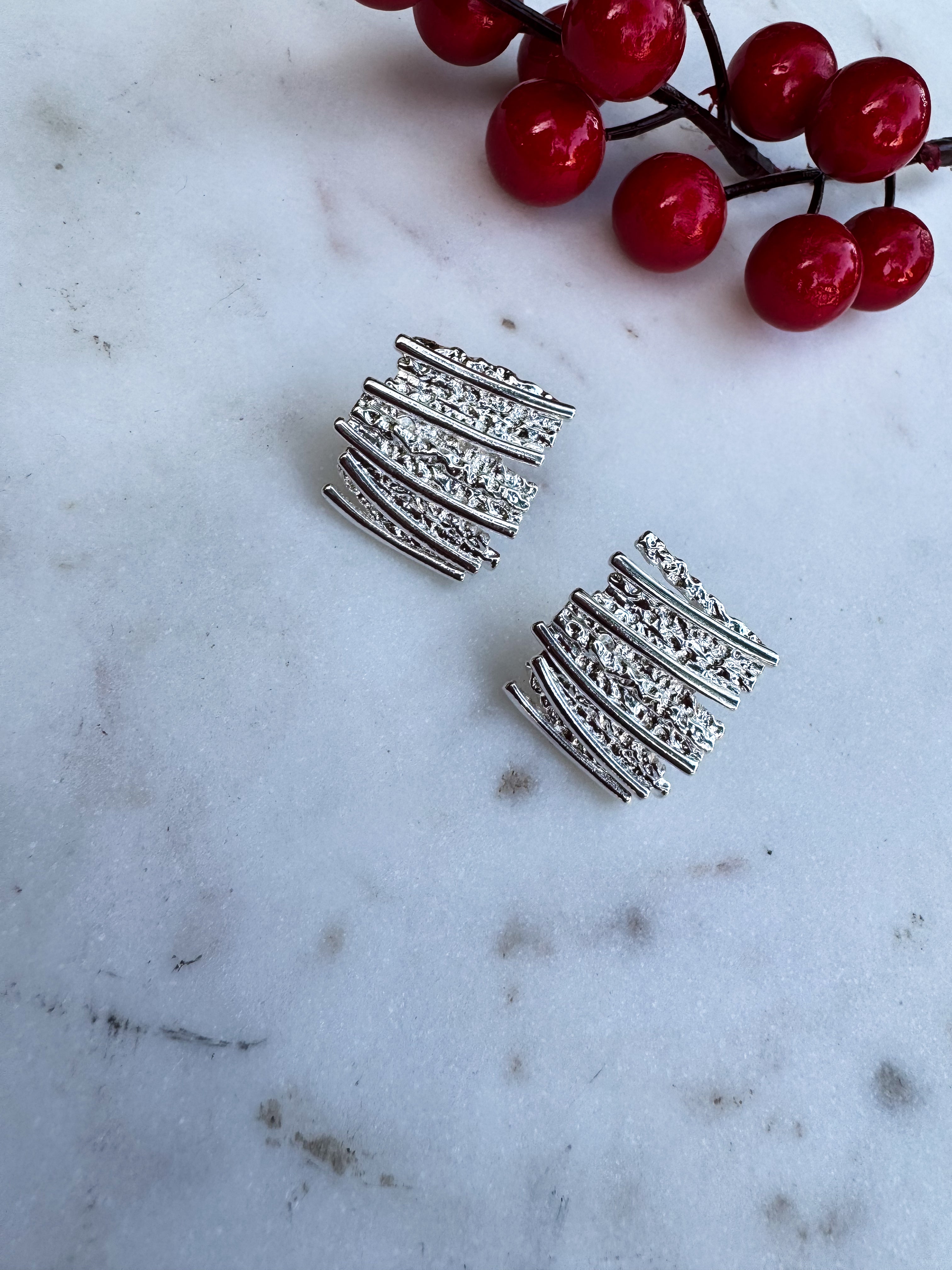 ABSTRACT LINES SILVER EARRINGS