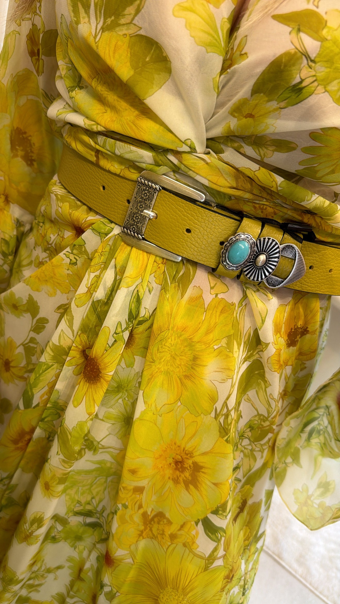 LIME BOHO STONE LEATHER BELT