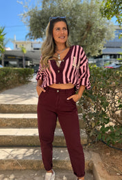 BALLOON DENIM BORDEAUX JEANS