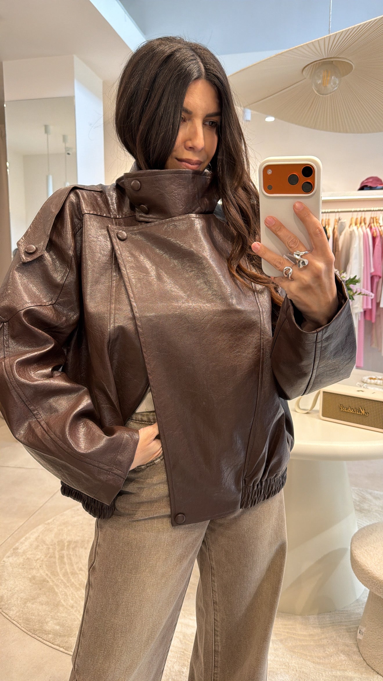 SOFT EDGE BROWN ECO LEATHER JACKET