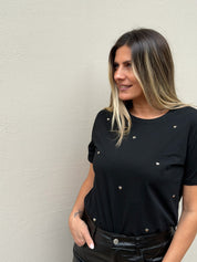 SILVER HEARTS BLACK T-SHIRT