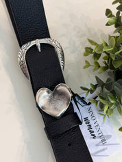 HEART BLACK LEATHER BELT