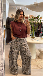 ECRU LEOPARD PANTS