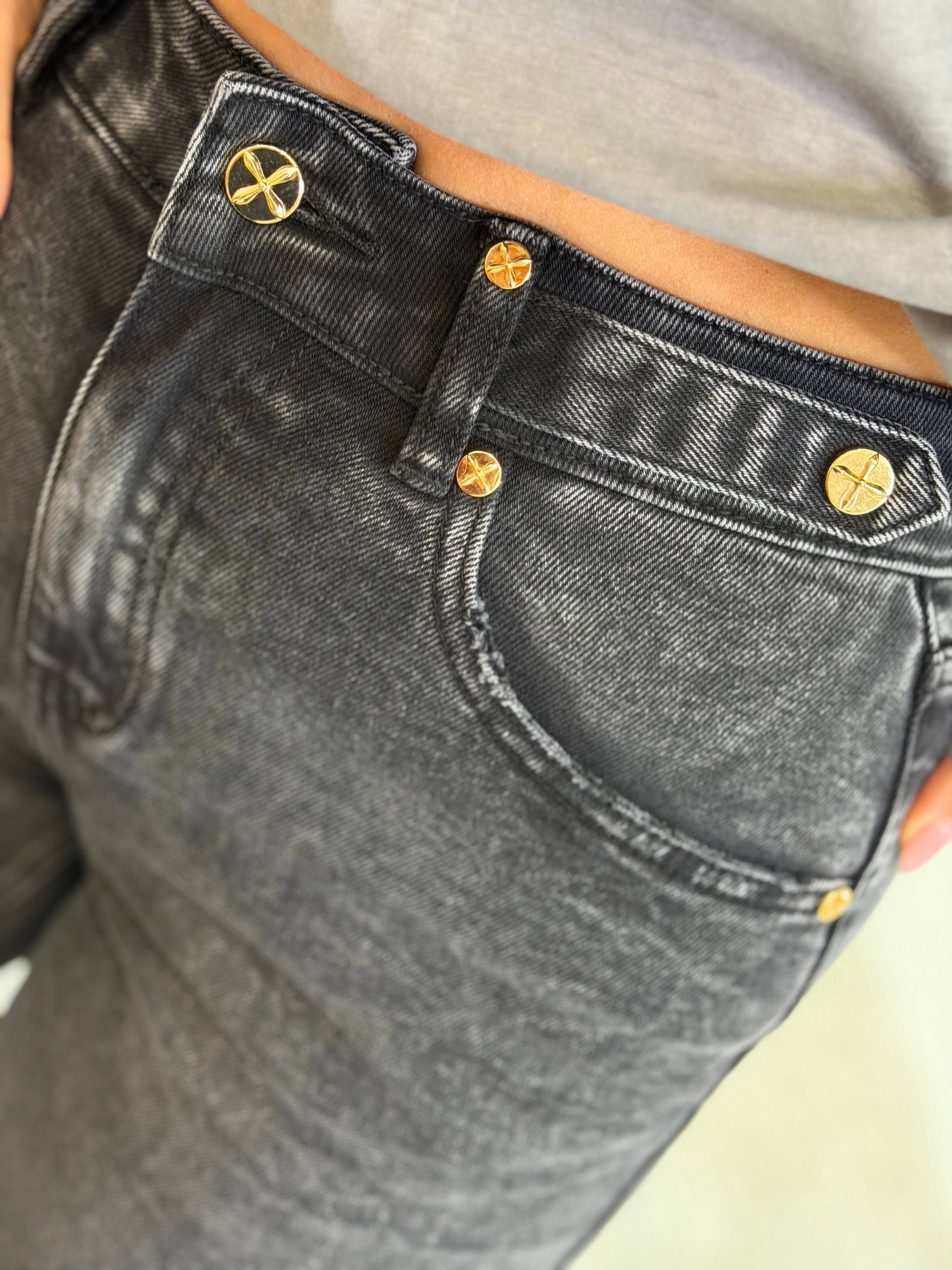 GREY RELAXED WIDE LEG JEANS