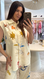 AEGEAN MUSE PRINTED VEST JEANS