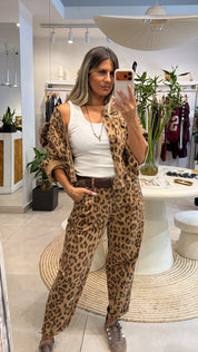 JADE LEOPARD BEIGE JEAN SET