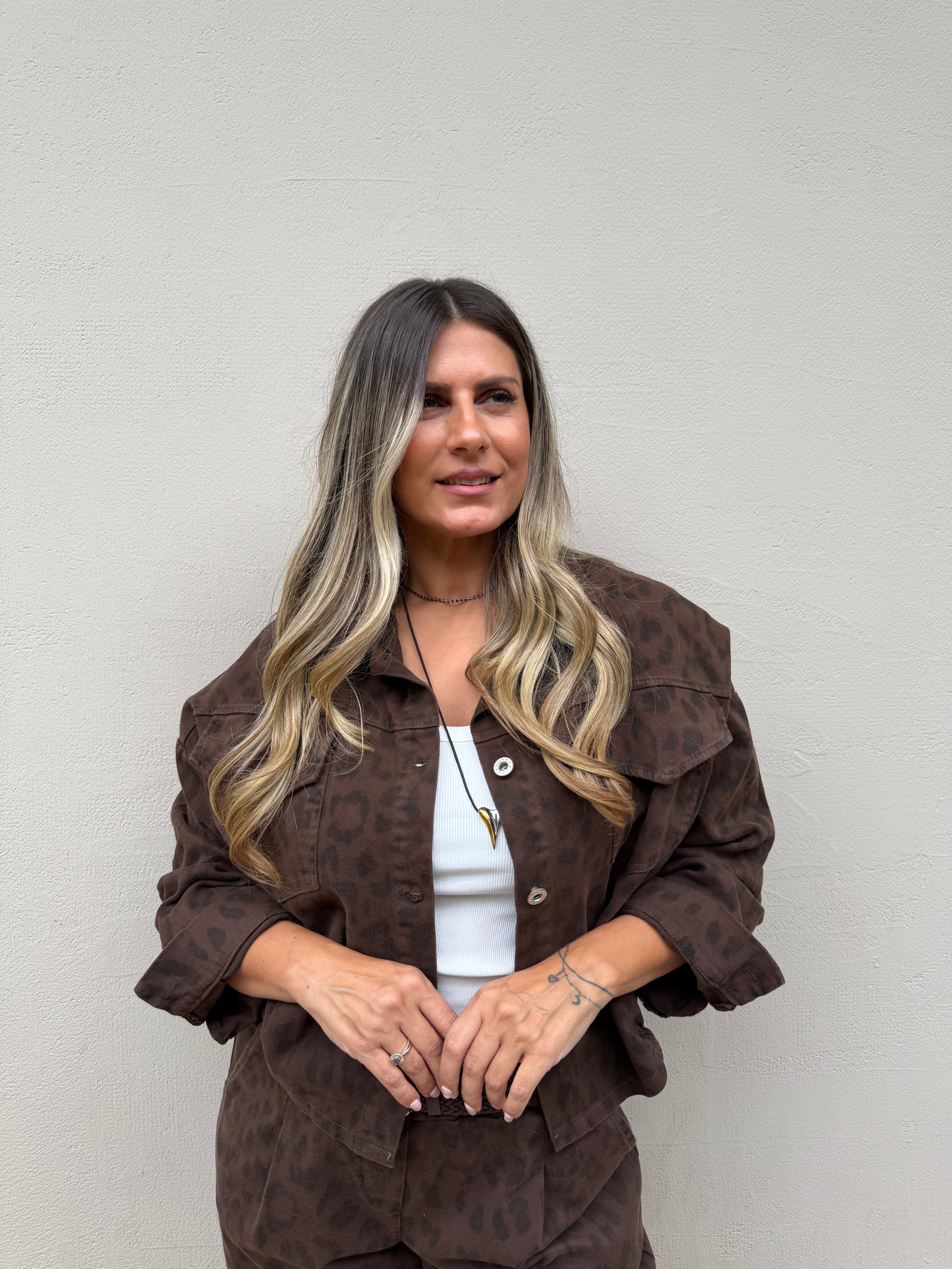 JADE LEOPARD CHOCO JEAN SET