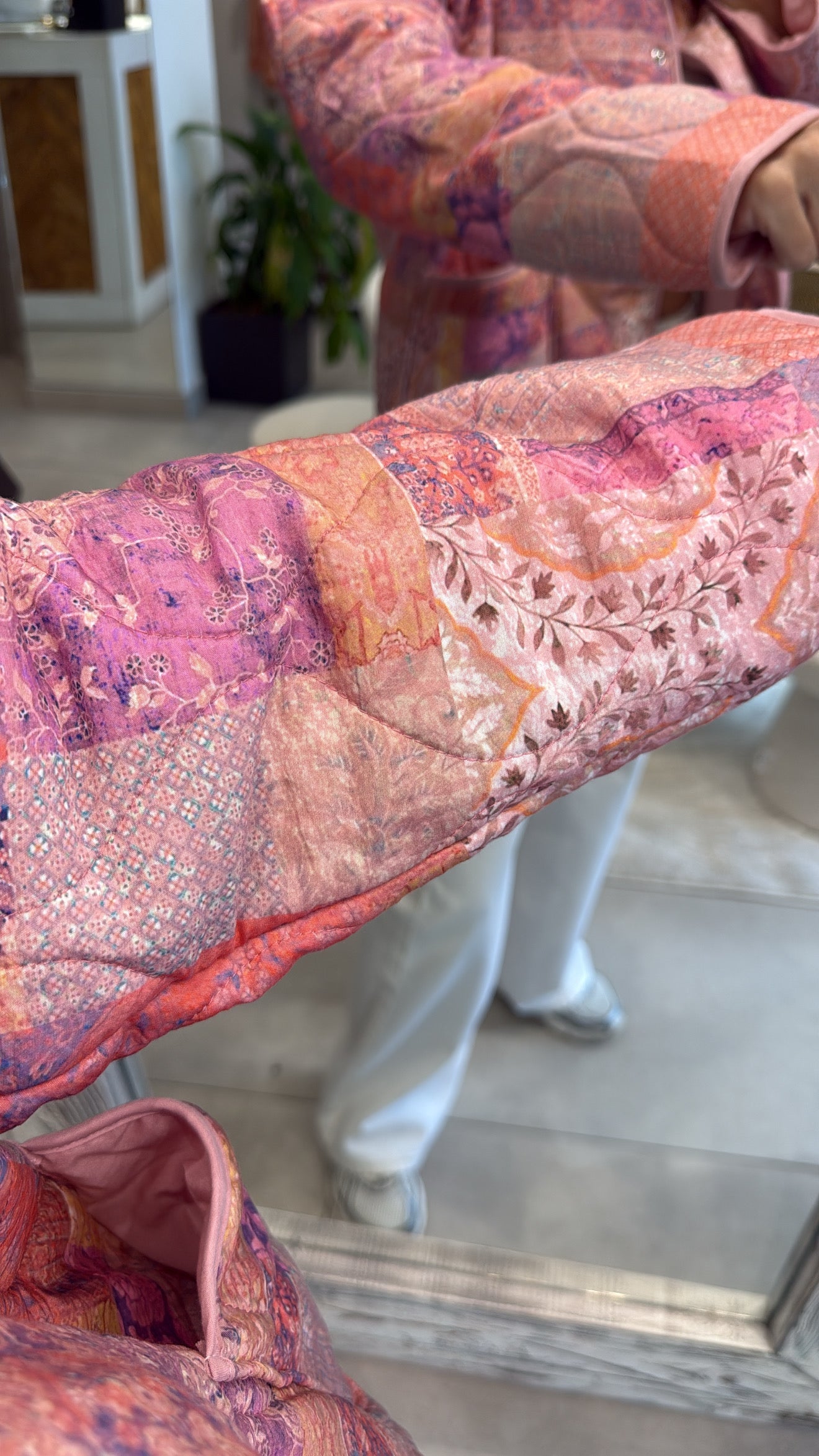 QUILTED PATCHWORK JACKET -PINK MIX