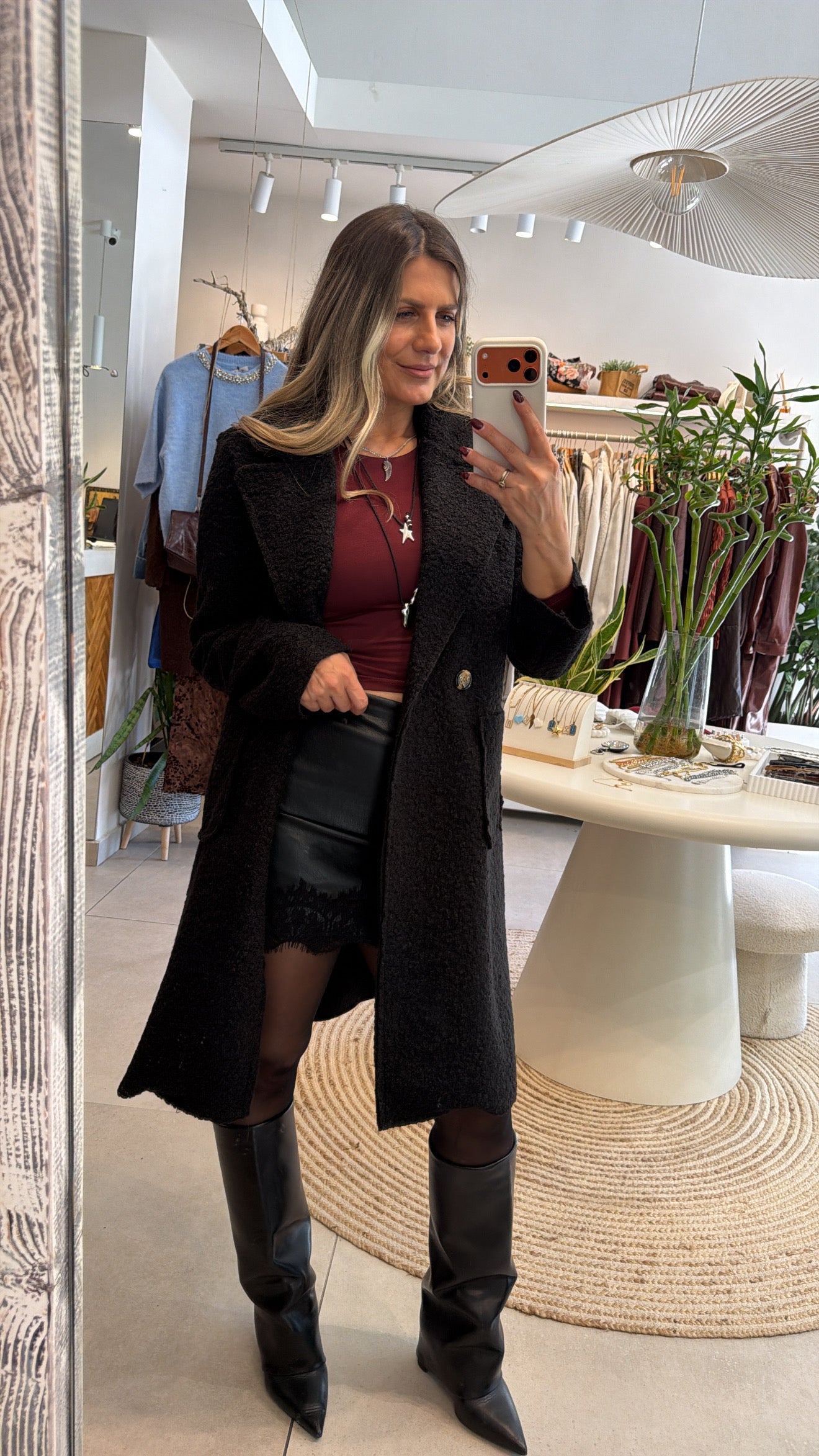 BLACK BOUCLE COAT