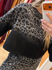 LEOPARD CRUSH LOUNGEWEAR BLACK SET