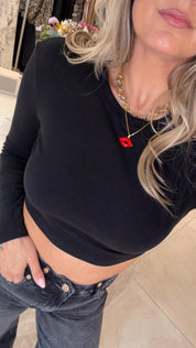 JOY SOFT BLACK CROP TOP