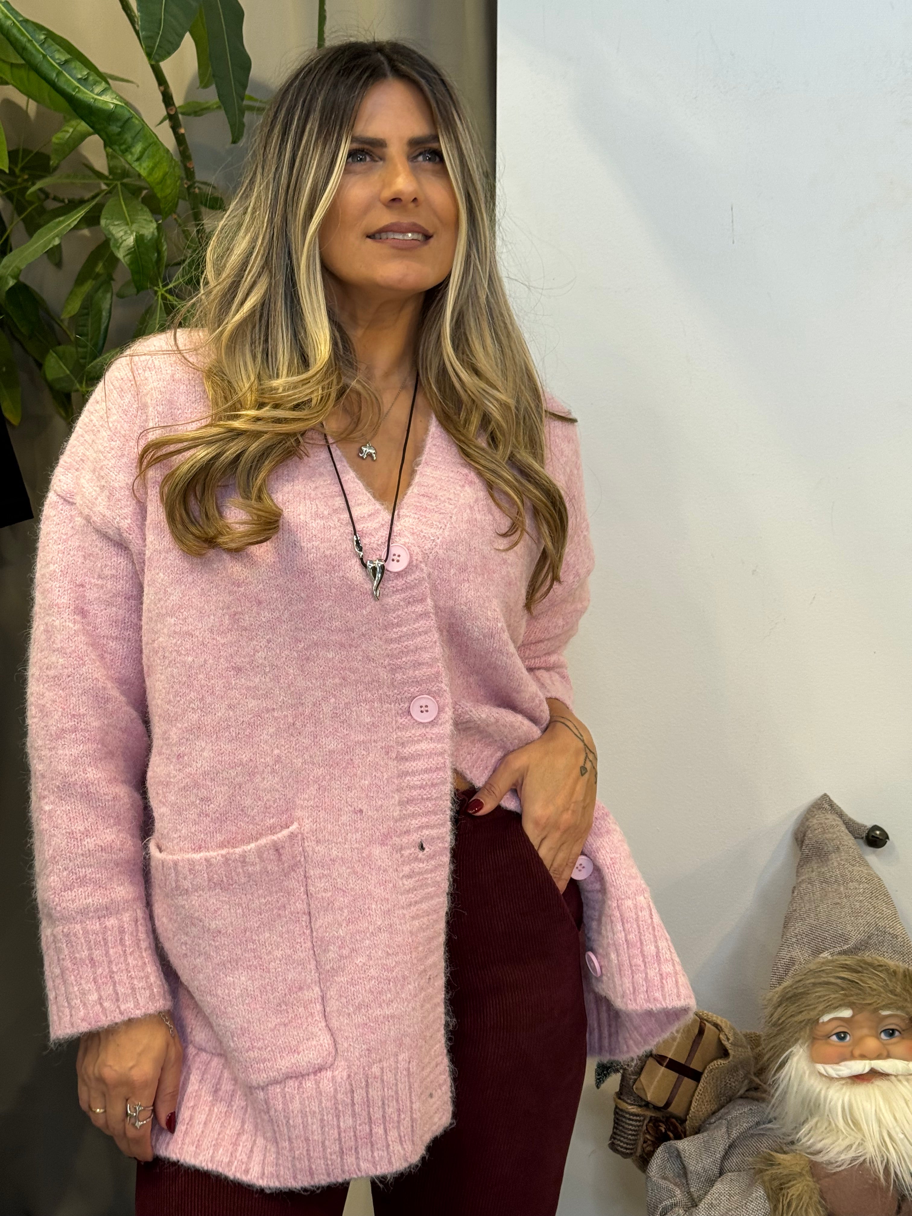 COZY OVERSIZED PINK CARDIGAN