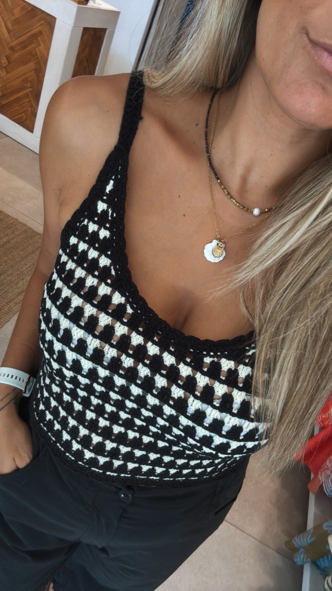 ELLA B&amp;W KNIT TANK TOP