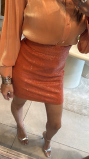 SWEET TANGERINE MINI SEQUINED SKIRT
