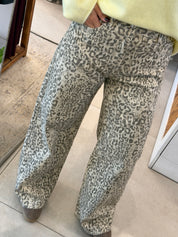LEOPARD WIDE LEG JEANS