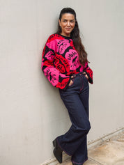 PINK STITCHING DARK BLUE JEAN