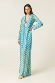 BLUE WAVES MAXI DRESS