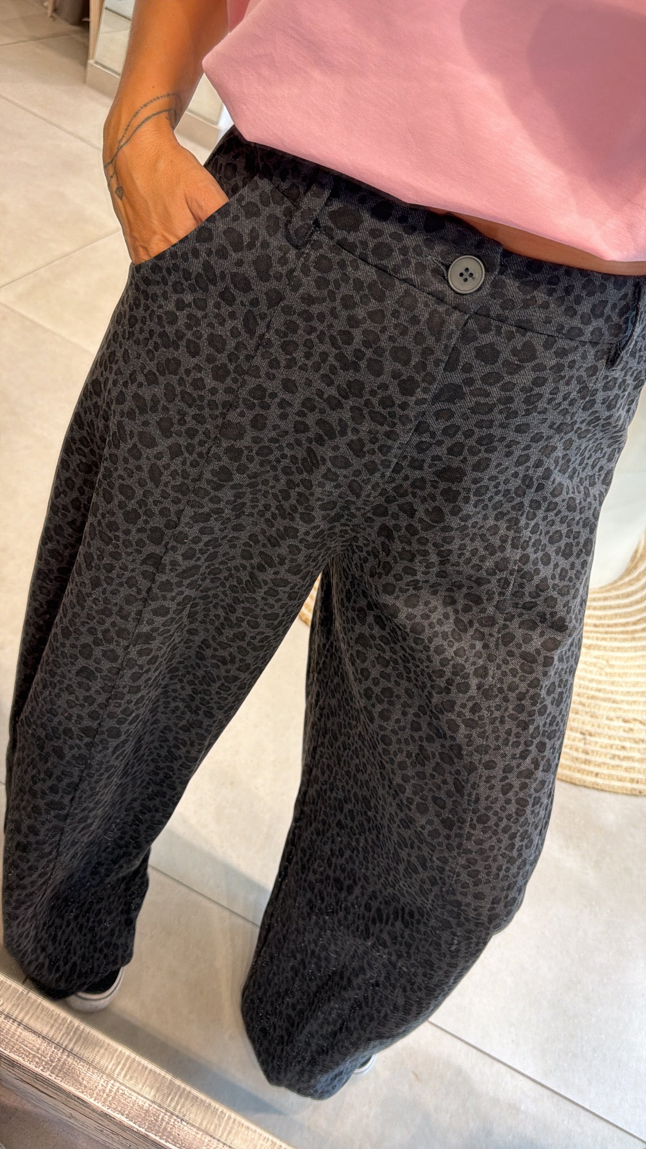 GREY LEOPARD PANTS