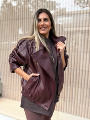 BURGUNDY OVERSIZED BOMBER JACKET