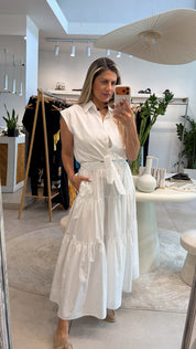 ARIA WHITE COTTON MIDI DRESS