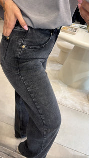 GREY RELAXED WIDE LEG JEANS
