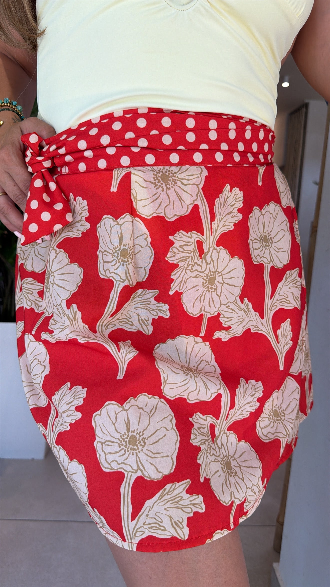 AMELIE FLORAL & POLKA WRAP SKIRT