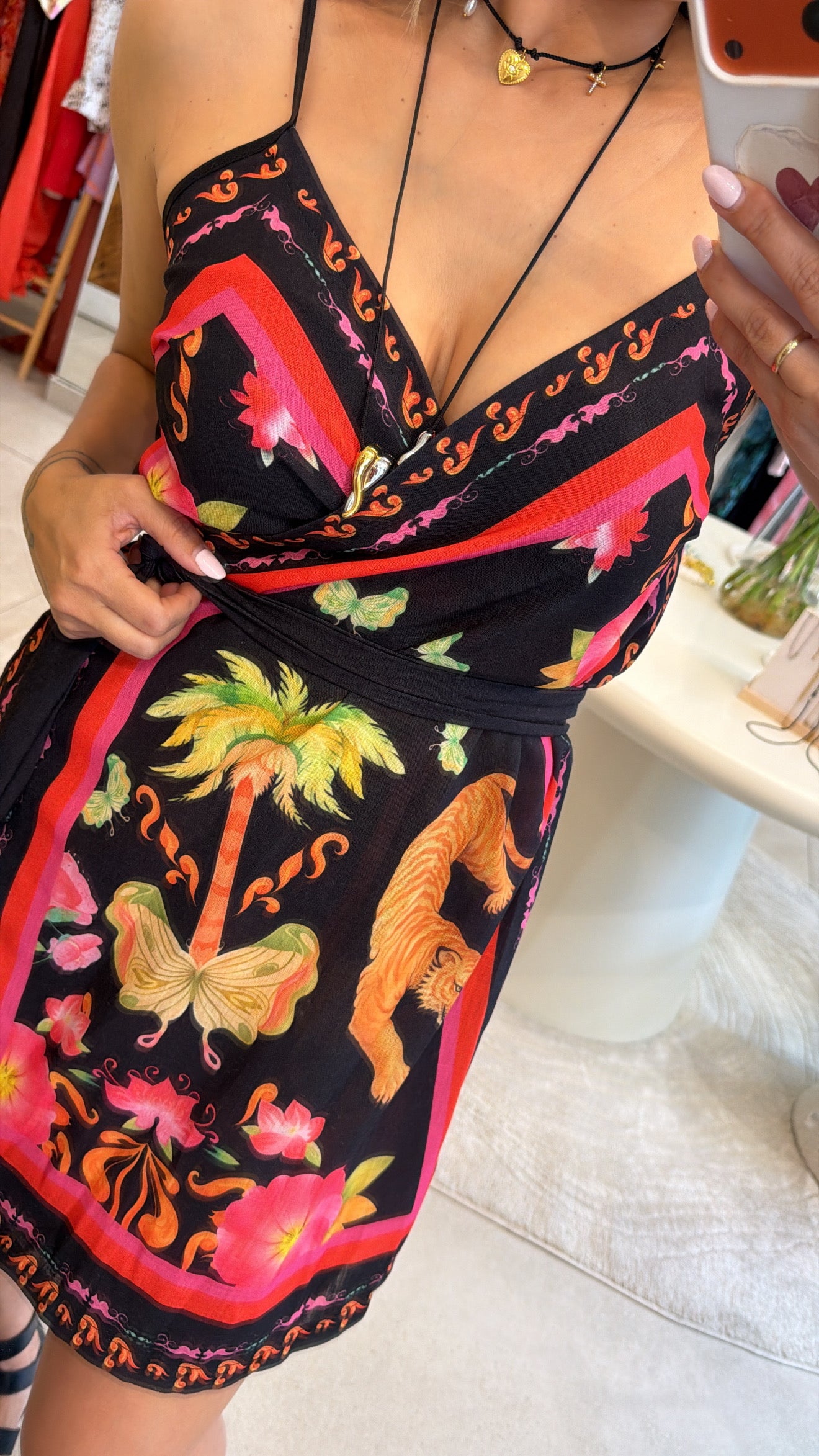 TROPICA TIGER WRAP MINI DRESS