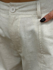 LINEN-FEEL WIDE LEG PANTS