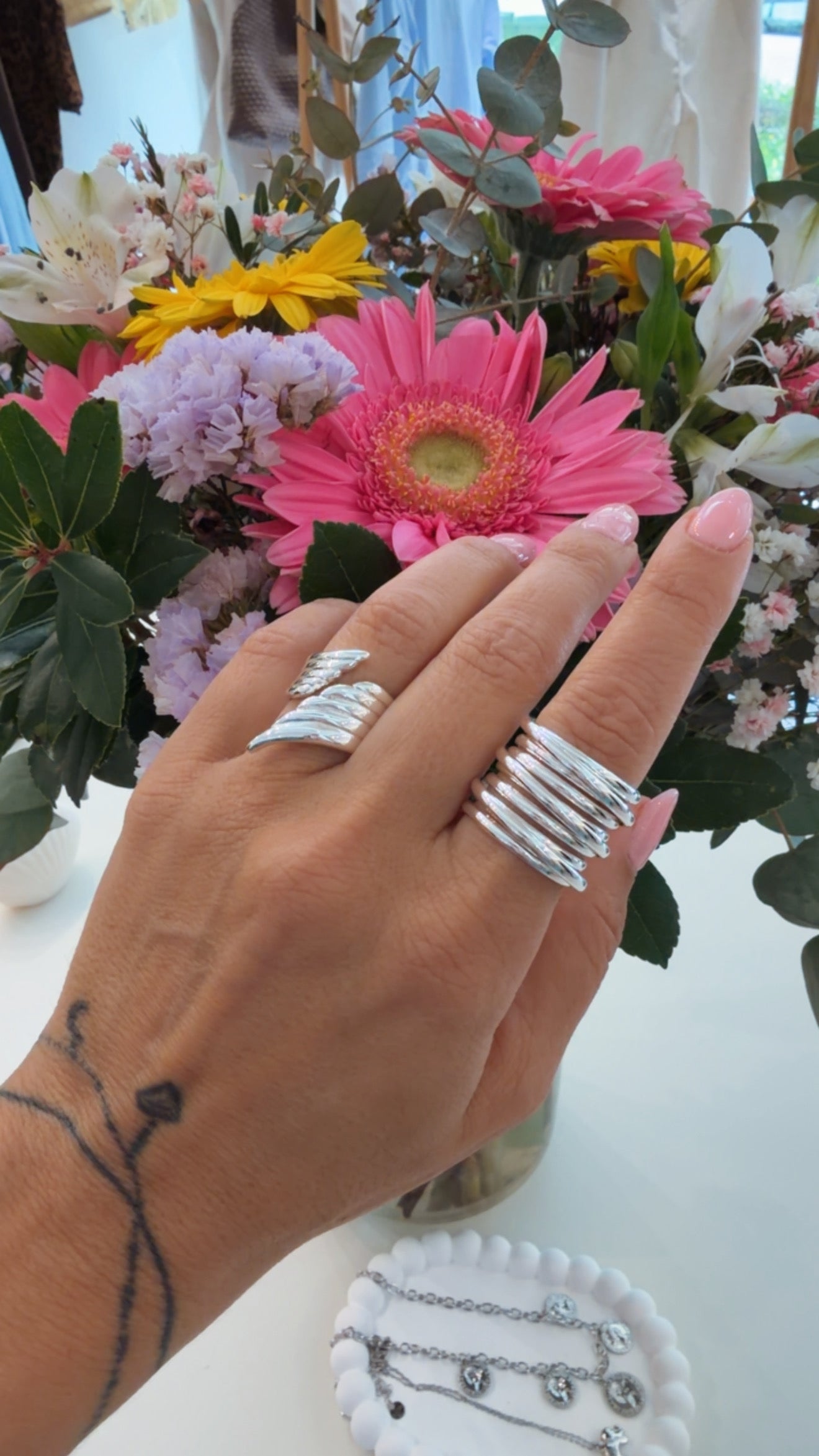 SILVER ARMOR RIBBED RING