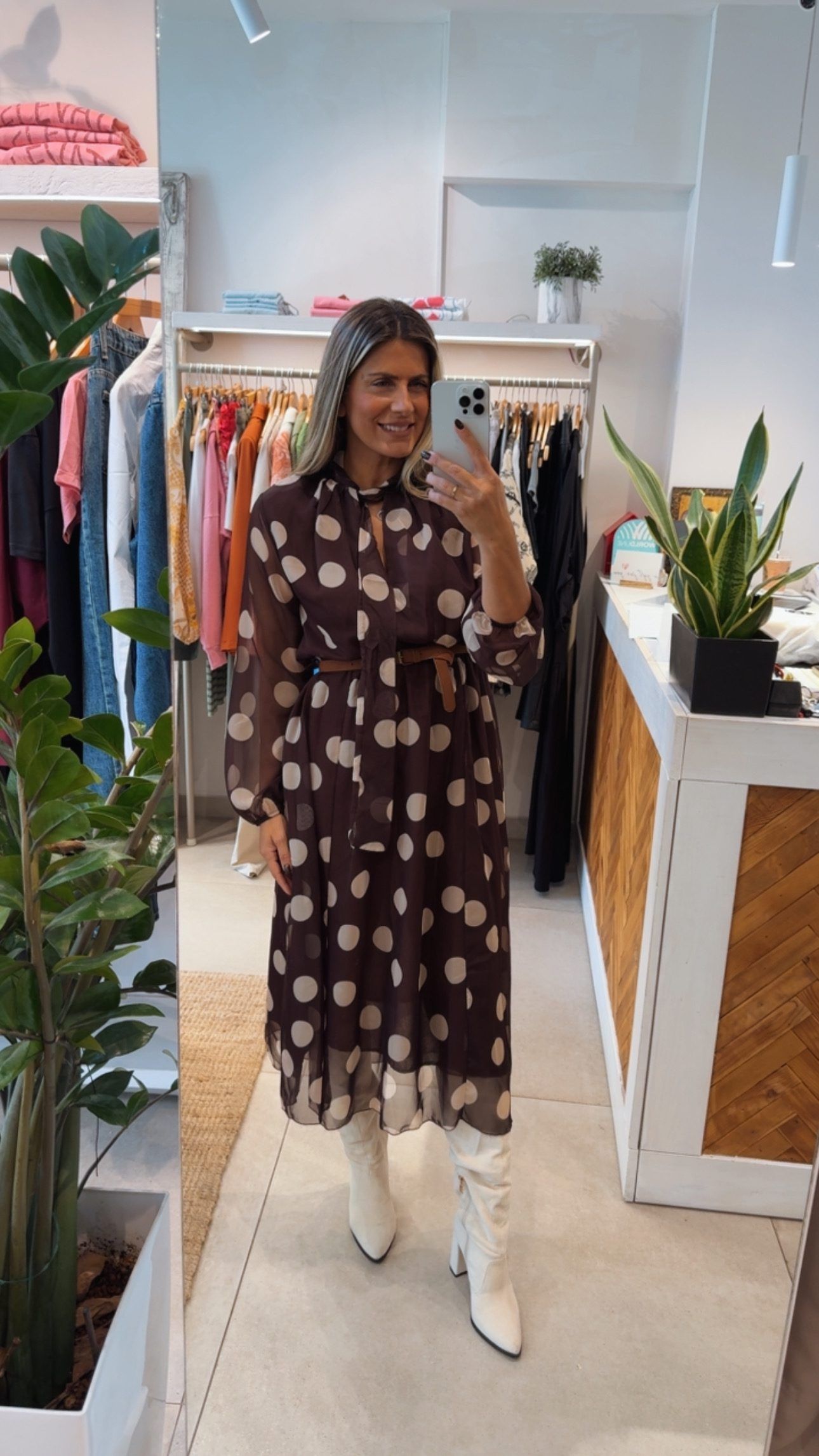 DOTTIE BROWN POLKA DOT DRESS