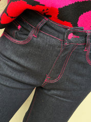 PINK STITCHING DARK BLUE JEAN