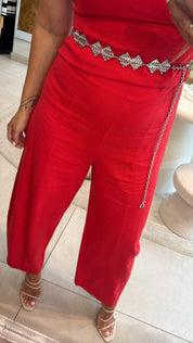 EMBER RED LINEN CO-ORDER SET