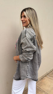 Grey Sparkle Denim Jacket