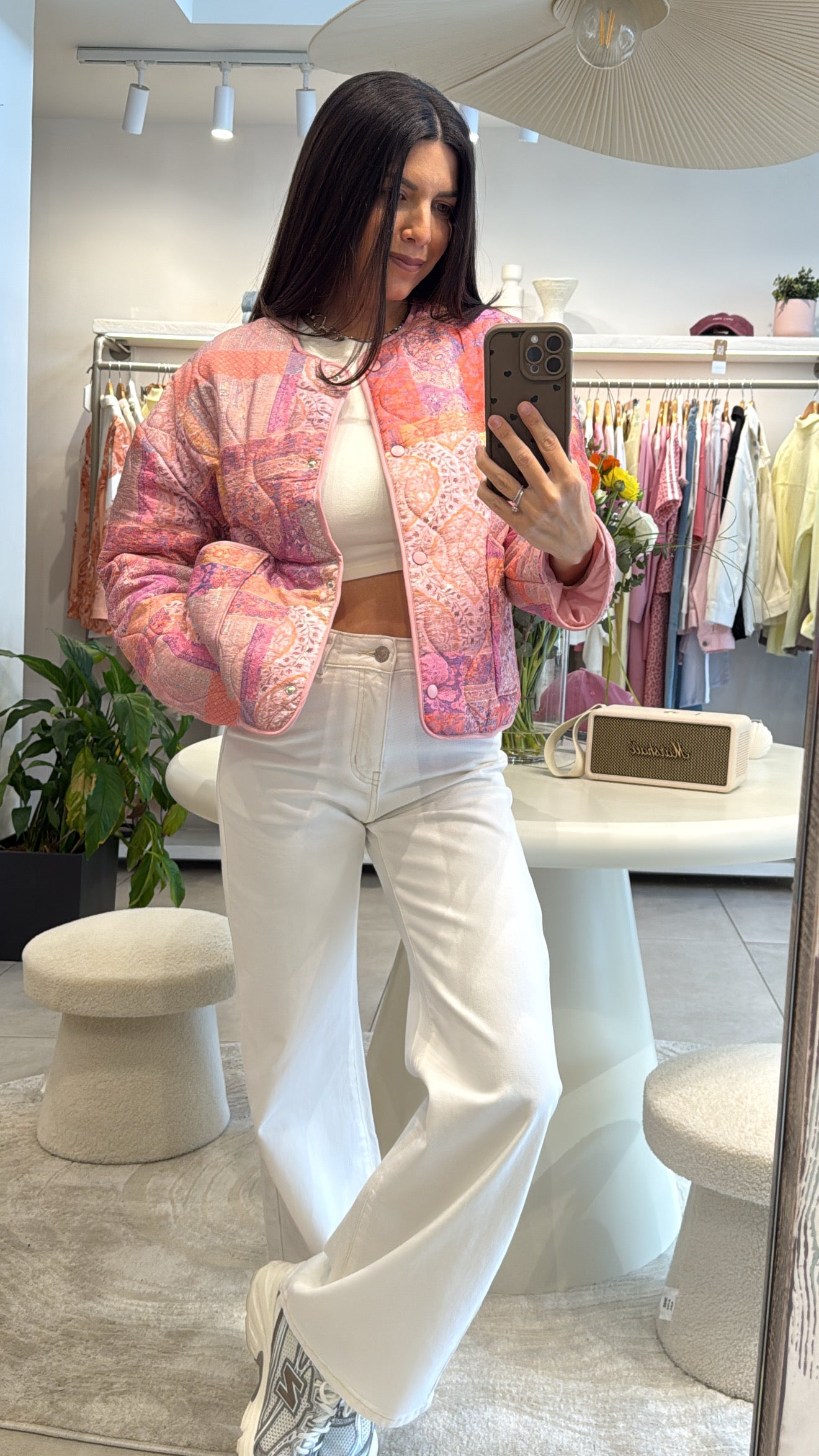 QUILTED PATCHWORK JACKET -PINK MIX