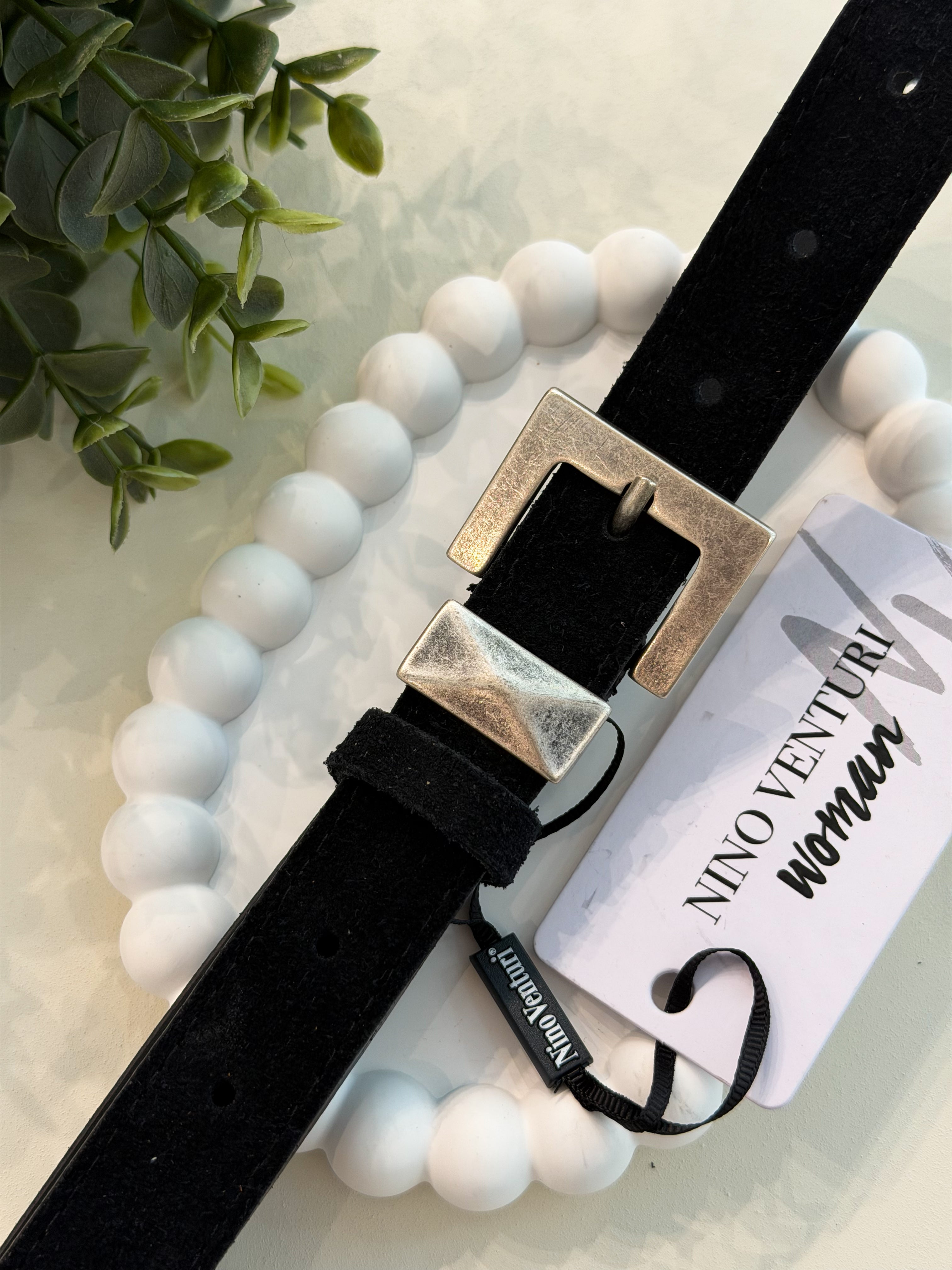 SUEDE BALCK & SILVER LEATHER BELT