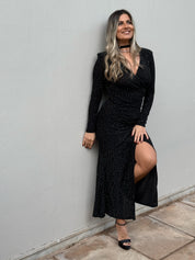 GLITZY MAXI BLACK DRESS