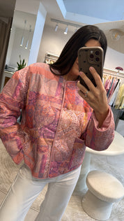 QUILTED PATCHWORK JACKET -PINK MIX