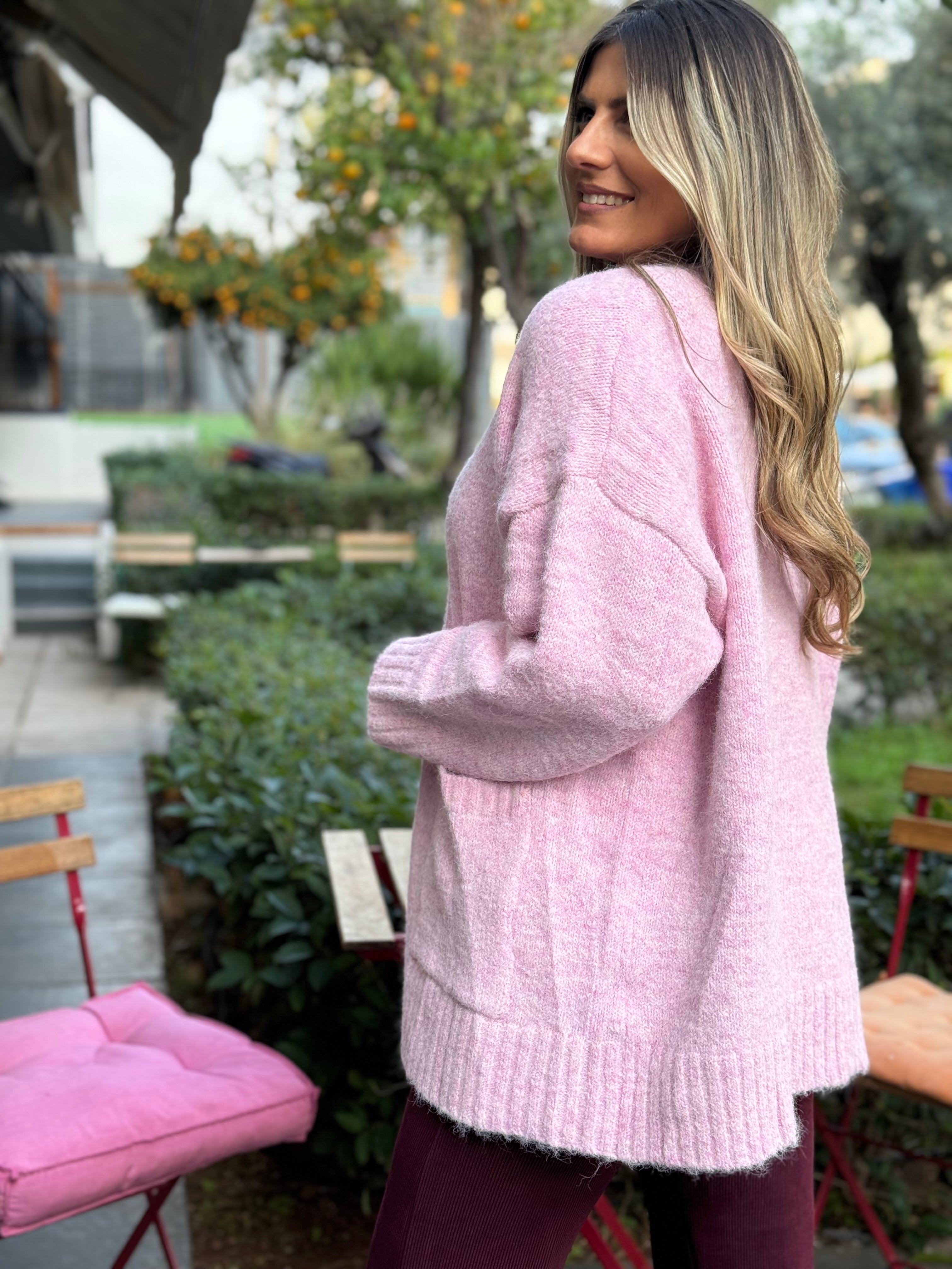 COZY OVERSIZED PINK CARDIGAN