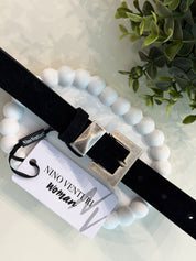 SUEDE BALCK & SILVER LEATHER BELT