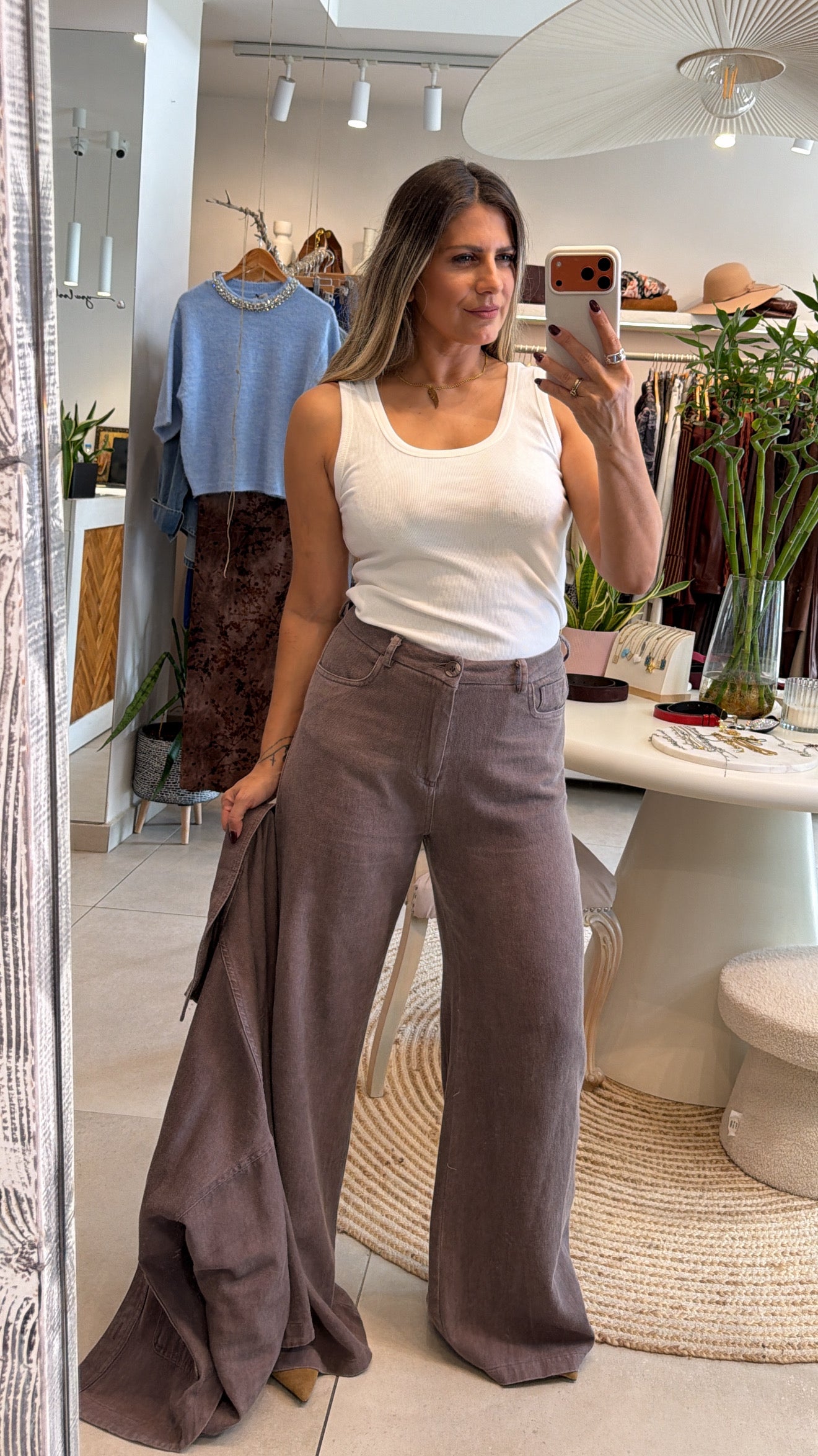 DENIM OVERSIZED MOCHA SET
