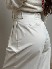 ECRU PLEATED BALLOON PANTS