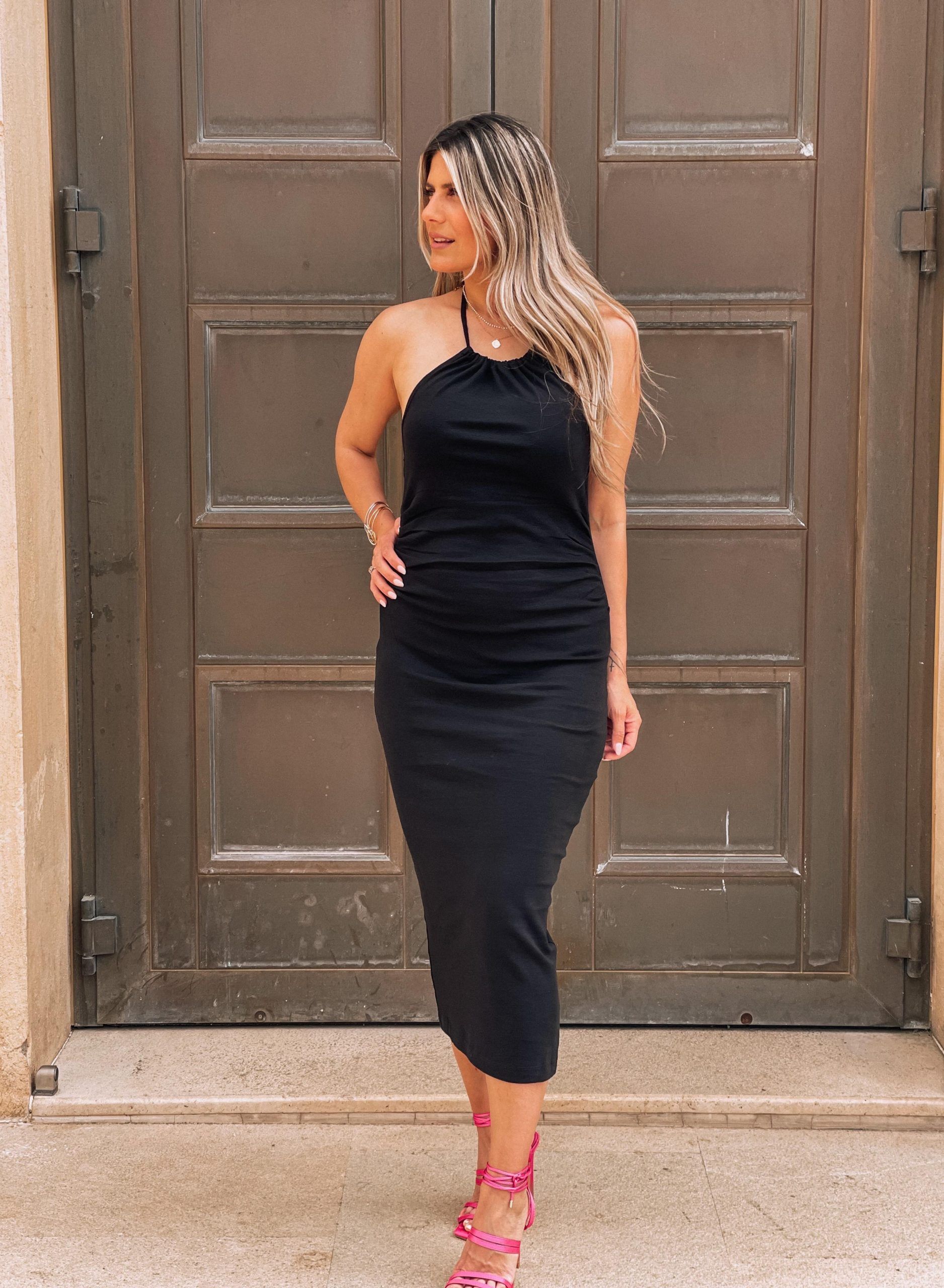 HALTER TUBE BLACK DRESS