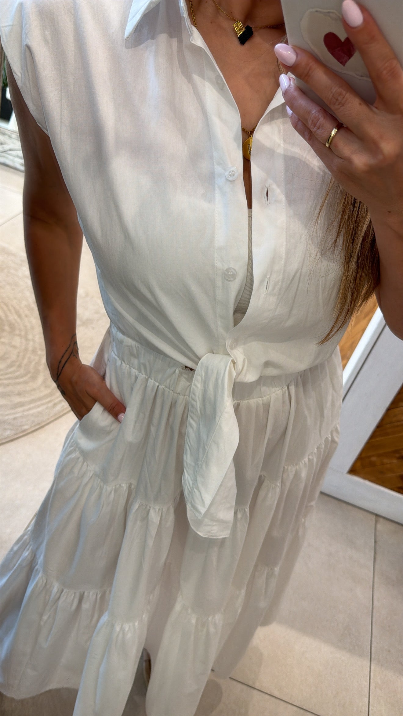 ARIA WHITE COTTON MIDI DRESS