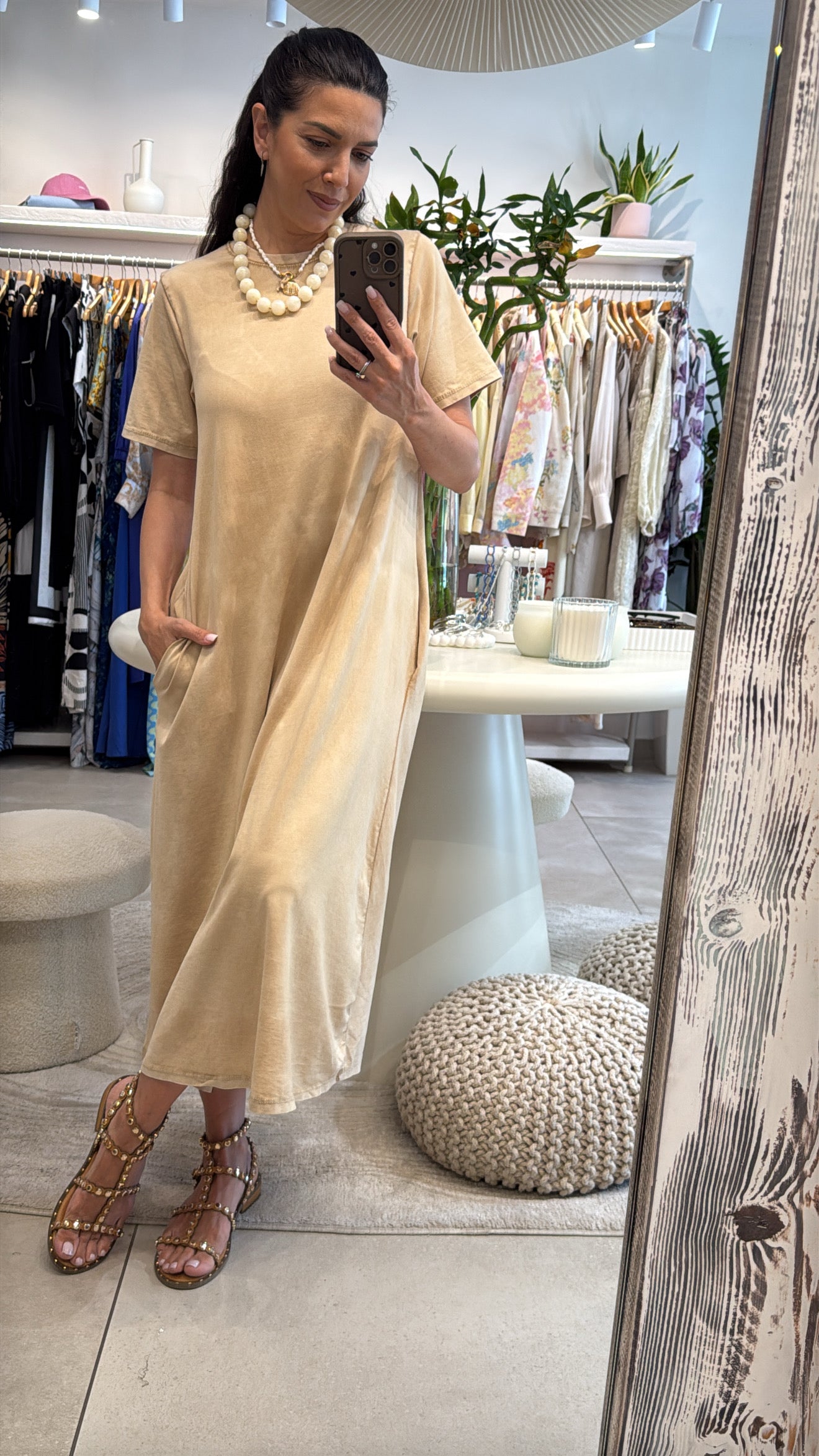 COTTON BREEZE MAXI DRESS-SAND